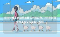 云南專升本錄取結果什么時候公布，2020年云南專升本各學校錄取分數線