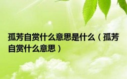 孤芳自賞什么意思