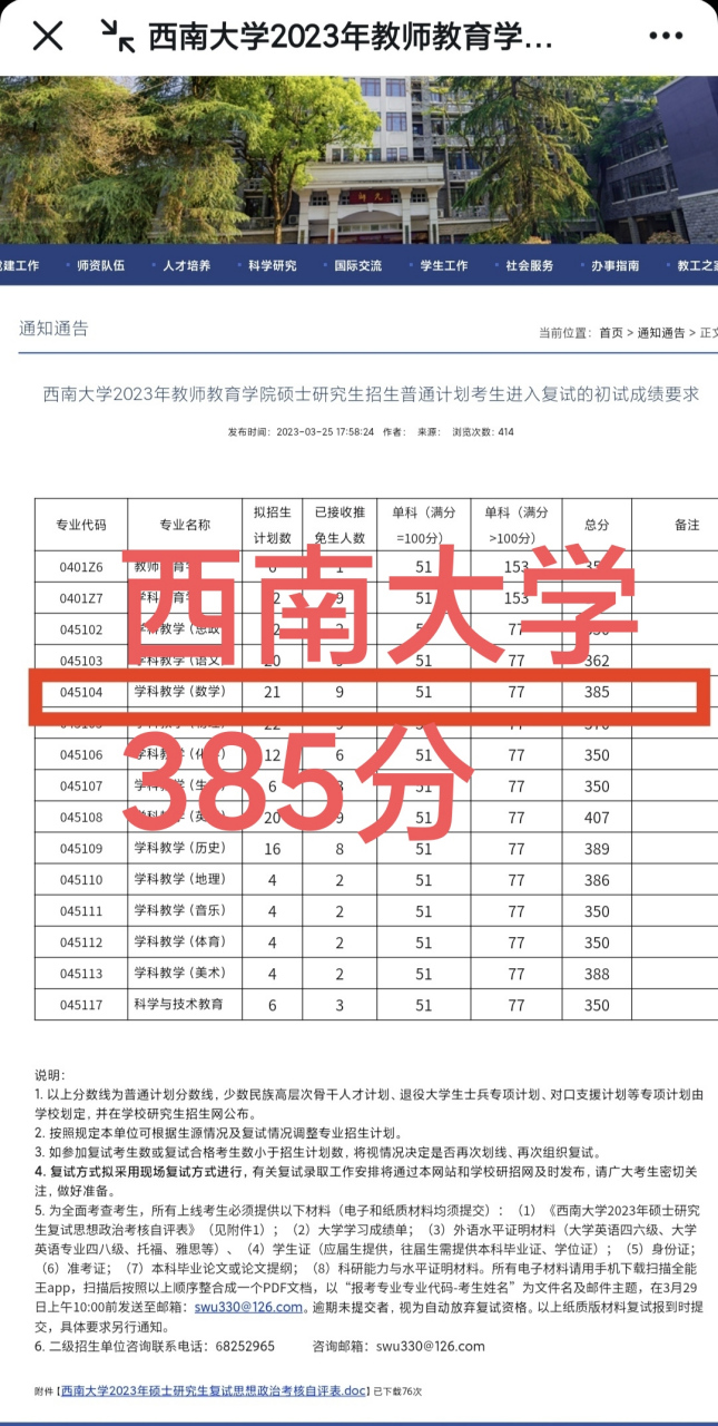 西南大學考研分數線-圖1