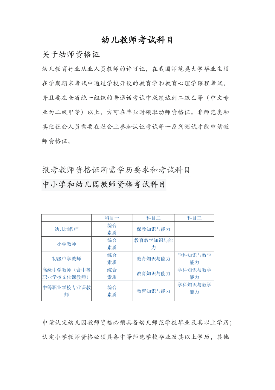 幼師考試科目有哪些 怎么考-圖1