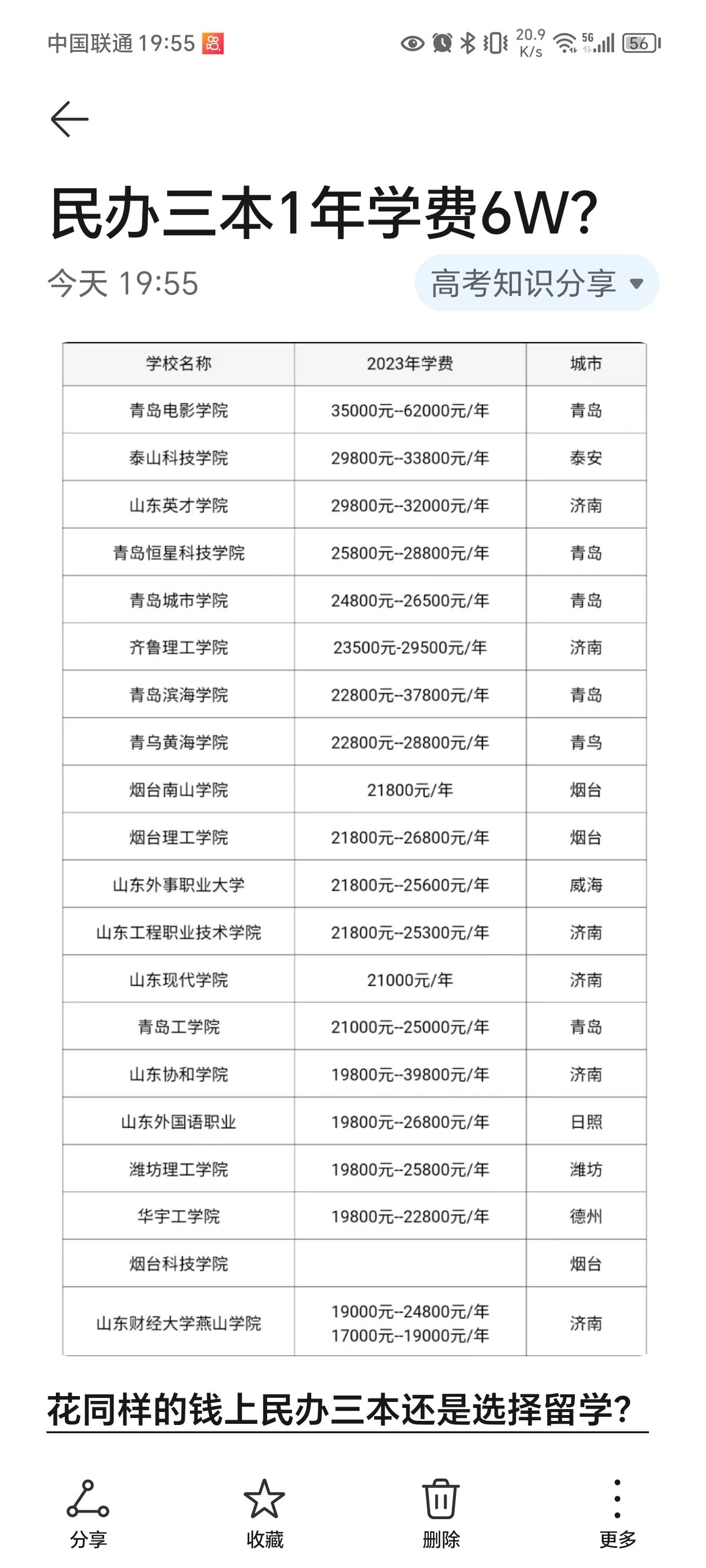 三本一年的學費大概多少-圖1