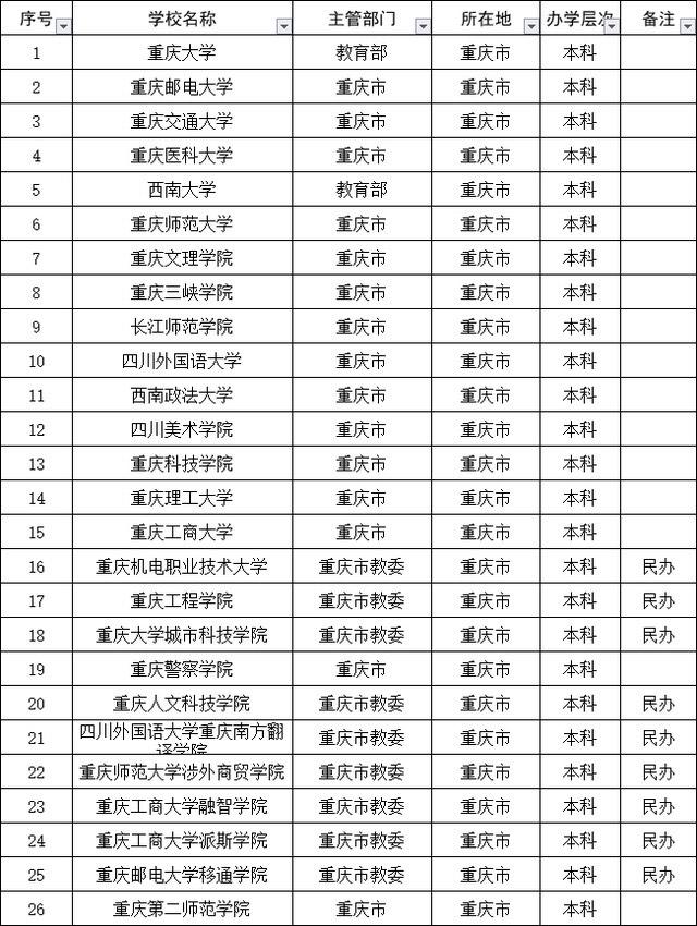 重慶二本公辦學校有哪些-圖1