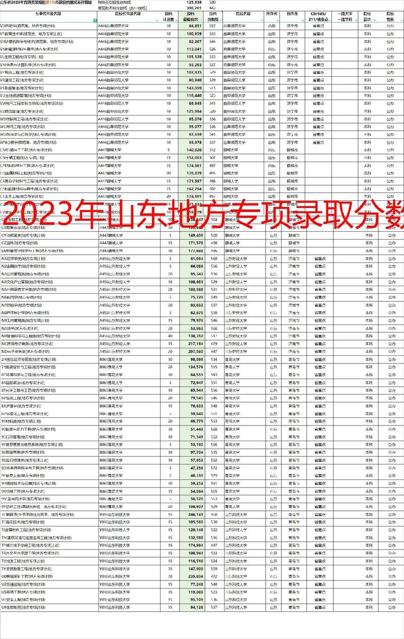 2024年山東地方專項計劃錄取分數線-圖1