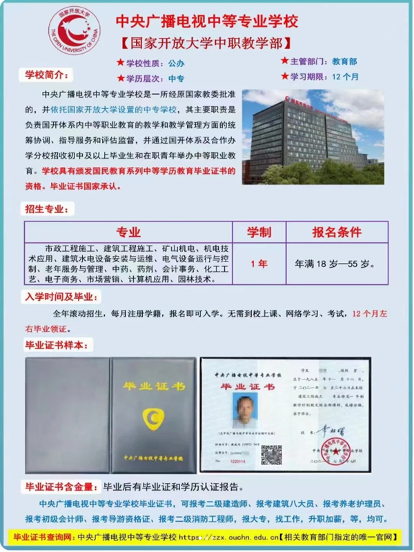 電大中專（中央廣播電視中等專業學校）報考流程與費用-圖1