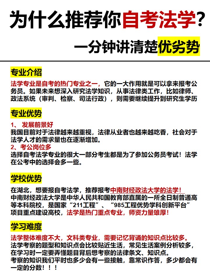 2025年為什么推薦你報考中南財經政法大學的自考法學？-圖1