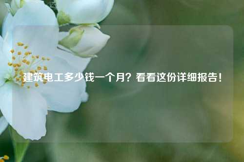 建筑電工多少錢一個月？看看這份詳細報告！-圖1