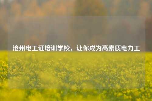 滄州電工證培訓學校，讓你成為高素質電力工-圖1