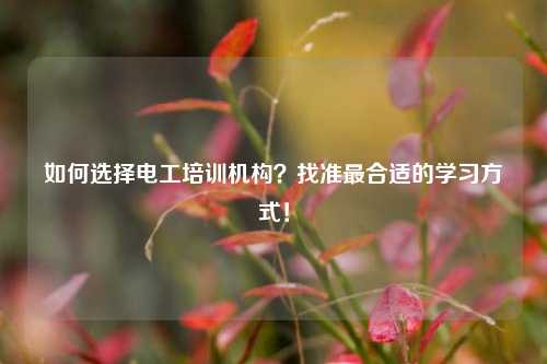 如何選擇電工培訓(xùn)機構(gòu)？找準(zhǔn)最合適的學(xué)習(xí)方式！-圖1
