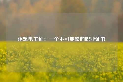 建筑電工證：一個不可或缺的職業證書-圖1