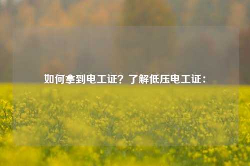 如何拿到電工證？了解低壓電工證：-圖1
