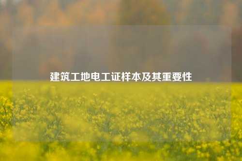 建筑工地電工證樣本及其重要性-圖1